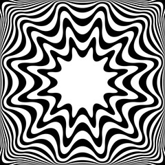 Wall Mural - abstract op art wavy lines pattern with 3d illusion effect.
