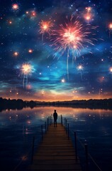 Wall Mural - Holiday fireworks, New Year's Eve