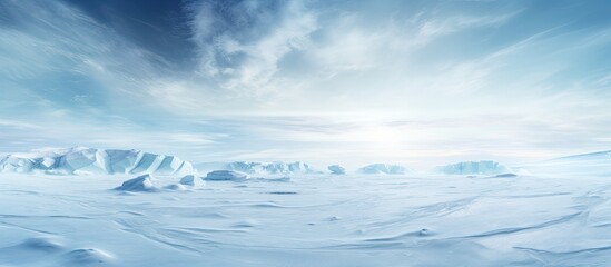 arctic winter landscape with large glaciers frozen sea and blizzards artificial intelligence renderi