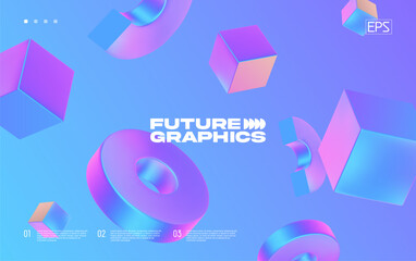 Poster - 3d background with gradient geometric shapes. eps10 vector.
