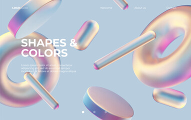 Poster - 3d background with gradient geometric shapes. eps10 vector.