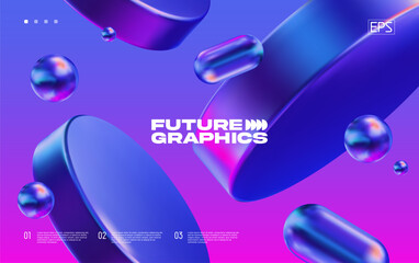 Fototapete - 3D background with gradient geometric shapes. Eps10 vector.