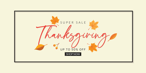 Aufkleber - thanksgiving sale lettering design with leaf border perfect for banner, poster, card templates.