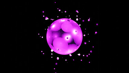 Poster - 3d rendering of an abstract sphere and a lot of droplets that fly apart. abstract 3d illustration. f