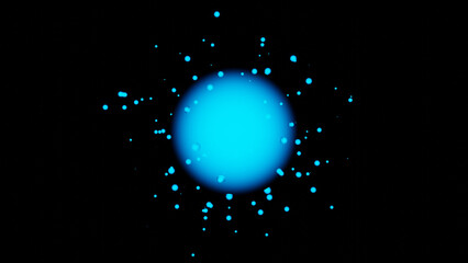Poster - 3d rendering of an abstract sphere and a lot of droplets that fly apart. abstract 3d illustration. f