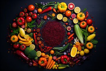 Wall Mural - vegetables, fruits, beautiful, cutting, serving