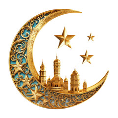 Wall Mural - Ramadan Moon Stars Mosque Design Isolated on Transparent Background
