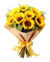 Wall Mural - Sunflower Bouquet Isolated on Transparent Background
