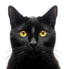 Wall Mural - Black Cat Face Shot Isolated on Transparent Background
