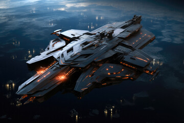 Wall Mural - Spaceborne Behemoth: A Futuristic Warship