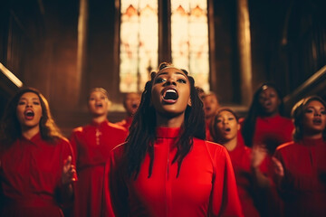 Wall Mural - Divine Inspiration: Gospel Singers in a Historic Church