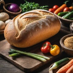 fresh bread and vegetables