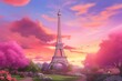 The iconic landmarks of Paris, France. This captivating urban landscape, with its world-renowned structures such as the Eiffel Tower, Notre-Dame Cathedral, and Louvre Museum, showcases the city's rich