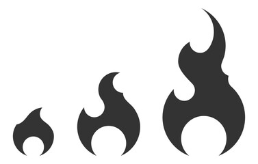 Poster - Set fire icons vector template isolated. Collection flat flame logo design element. Flames symbol silhouette.
