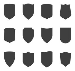 Poster - Shield icons set. Protection vector symbol. Black on white background.