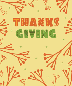 Thanksgiving card with leaves in vector, yellow background