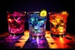 vibrant neon drinks. vibrant nightlife. Generative AI