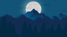 Mount Rainier National Park Landscape Illustration Background. Suitable For Poster Design, Travel Poster, Postcard, Art Print.