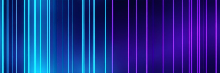 Blue and purple striped background. Blue and purple vertical neon stripes seamless banner. Abstract blue and purple neon light lines effect seamless background banner.