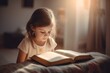 girl reading bible book, AI generated