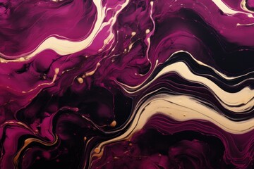 Wall Mural - The Art of Suminagashi. Very nice maroon and black paint with gold line. Golden swirl, artistic design. The style includes swirls of marble or ripples of agate. Elegant composition.