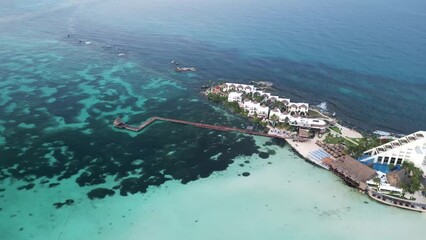 Wall Mural - Aerial drone Isla Mujeres Cancun Mexico tropical beach resort paradise 
