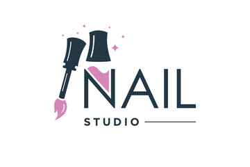 Poster - Nail polish logo design element vector with modern concept idea