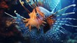A close-up of a lionfish, its venomous spines radiating like rays of the sun.