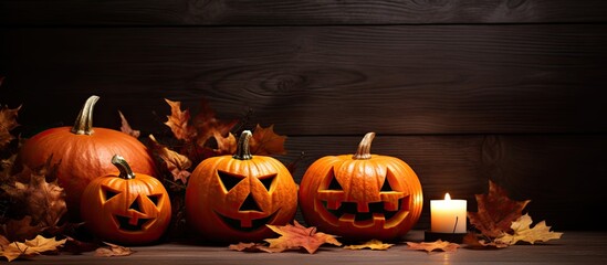 Canvas Print - Halloween themed arrangement with pumpkins and festive message