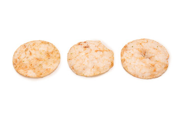 Wall Mural - Rice chips isolated on white background.