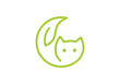 leaf and cat logo design. pet care linear style concept element symbol vector illustration.	
