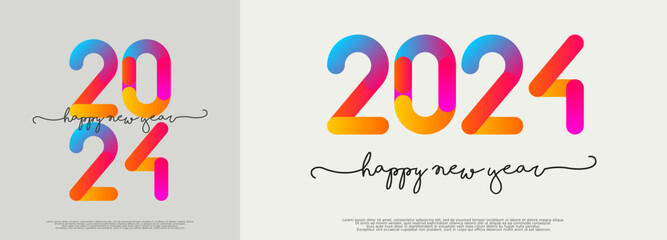 Wall Mural - 2024 - happy new year 2024 - best wishes 2024