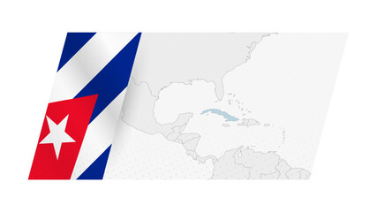 Wall Mural - Cuba map in modern style with flag of Cuba on left side.