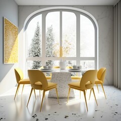 Wall Mural - Dining room in the apartment with modern decoration and design