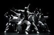 Group of breakdancers performs in unison their dance