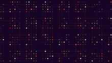 Seamless Symmetrical Pattern Of Red Dots On A Black Background In A Grid Formation, Some Dots Connected By Lines. Creates A Visually Pleasing And Balanced Design