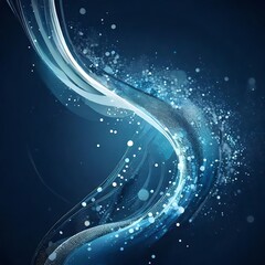 abstract blue particles wave background, generative AI