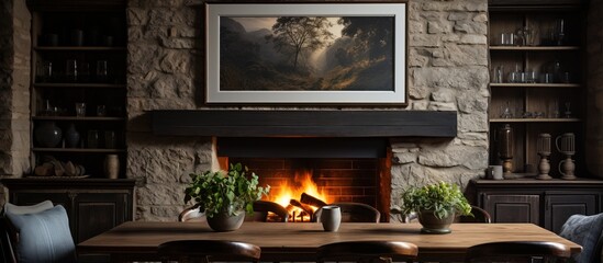 Wall Mural - fireplace prior to dinner