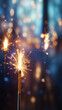 © Andrei - Sparklers on a blurred New Year's background. Generative AI.