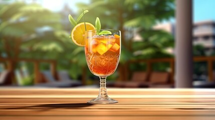 Wall Mural - Mocktail on the table. Summer beverage background. Beautiful style illustration. Generative AI