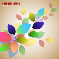 Wall Mural - Abstract colorful leaves, nature background. Vector illustration