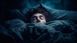 A person suffering from insomnia lies in bed and tries to sleep. Generative AI