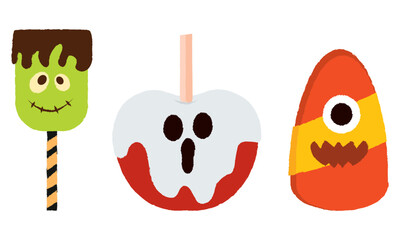 Poster - Set of cute halloween candies icons Vector