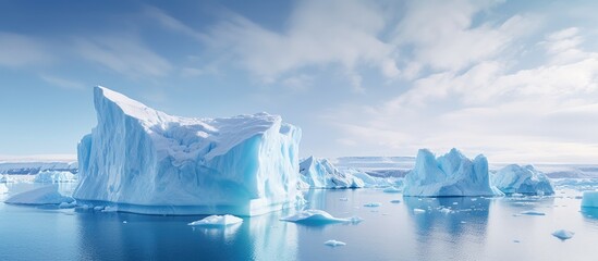Wall Mural - ice landscape photo shows melting ice and climate change concept