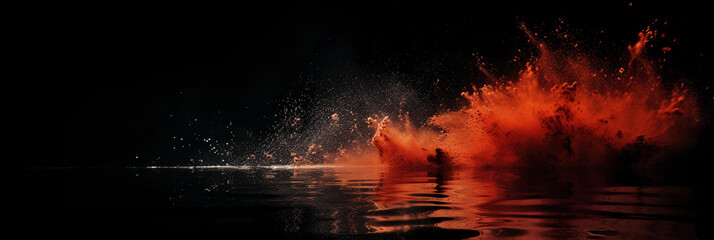 Wall Mural - River of fire, molten lava effects, glowing embers, high contrast, ethereal smoke