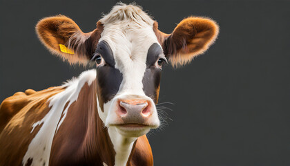 Wall Mural - funny cow head from farm in png isolated on transparent background