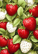 picture filled with red and white strawberries in painting design