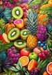 picture filled with different colorful fruits in painting design