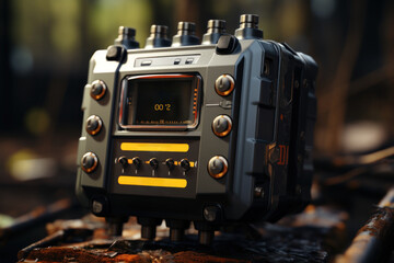 Poster - an image of a gamma radiation detector, illustrating the tools used for monitoring radiation levels 
