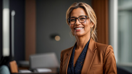 Wall Mural - Beautiful adult woman businesswoman in the office